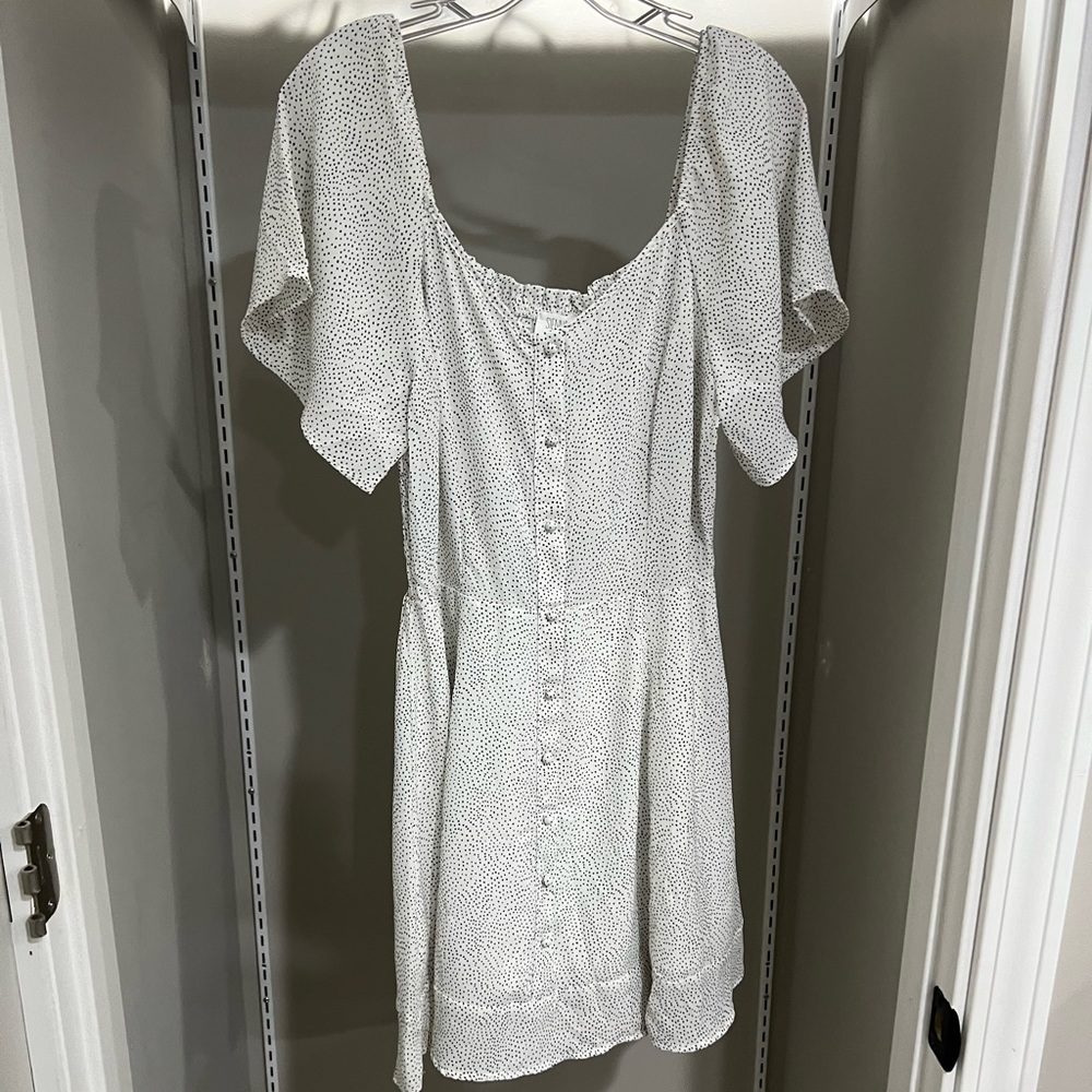 White and black polka dot dress